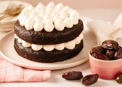 Date & Spice Chocolate Layer Cake with Cream Cheese Frosting