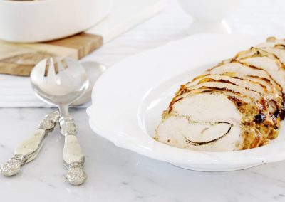 Marinated Boneless Turkey Breast Roast with Pancetta Gravy